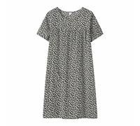 Top de malla para mujer verano algodón seda manga corta vestido de dormir para mujeres de mediana edad holgado a juego hogar ropa de dormir ancianos más tamaño vestido bata de noche damas, Negro ,