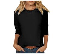 Top de manga 3/4 para mujer, camisa raglán versátil informal de verano, cam | Sudadera Marinera Mujer Para Chica Grande Medieval Tachuelas Celestes Cremallera Fin Jerseis Floral Morado