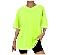 Top de manga larga para mujer, camiseta de gran tamaño, camisa a rayas, cuello redondo, cinturón en la cintura, camisa suelta suave casual Mi carrito, verde, S