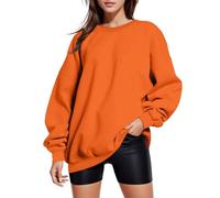 Top de mujer de manga larga elegante - Sudadera de gran tamaño para mujer sin capucha Sudaderas cómodas de color liso casual ligero suave Inter Túnica cuello redondo térmico moda ropa de invierno al