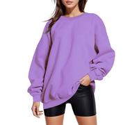 Top de mujer de manga larga elegante - Sudadera de gran tamaño para mujer sin capucha Sudaderas cómodas de color liso casual ligero suave Inter Túnica cuello redondo térmico moda ropa de invierno al