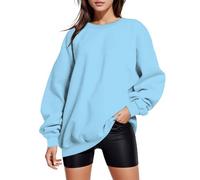 Top de mujer de manga larga elegante - Sudadera de gran tamaño para mujer sin capucha Sudaderas cómodas de color liso casual ligero suave Inter Túnica cuello redondo térmico moda ropa de invierno al