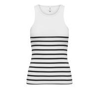 ONLY Onlkenya Rib Stripe Tank Top CS Jrs Camiseta de Tirantes Anchos, Blanco Brillante/Rayas: Negro, L para Mujer