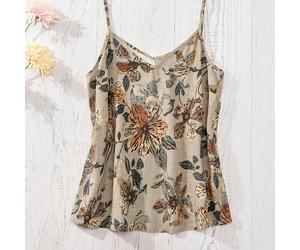 Top de tirantes de mujer estampado retro elegante, versátil, casual y a