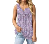 Top De Tirantes Mujer Estampado Floral Cuello Redondo, Camiseta Sin Mangas De Punto Verano, Ropa Casual Mujer Ligera para Uso Diario E Informal