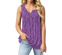 Top De Tirantes Mujer Estampado Floral Cuello Redondo, Camiseta Sin Mangas De Punto Verano, Ropa Casual Mujer Ligera para Uso Diario E Informal