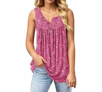 Top De Tirantes Mujer Estampado Floral Cuello Redondo, Camiseta Sin Mangas De Punto Verano, Ropa Casual Mujer Ligera para Uso Diario E Informal