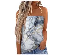 Top de tubo para mujer Tank Tops sin tirantes para mujer Camisas elegante doble capa cuadrada diadema sin mangas camisa acanalada Basic Tops sin mangas, A-gris, XXL