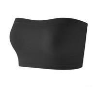 Top de tubo sin tirantes sin costuras para mujer, brasier bandeau sólido, no acolchado, elástico en el pecho para parte superior de hombro descubierto, vacaciones, club, M, L, XL (negro L)