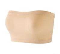 Top de tubo sin tirantes sin costuras para mujer, brasier bandeau sólido, no acolchado, elástico en el pecho para parte superior de hombro descubierto, club de vacaciones, M, L, XL (albaricoque L)