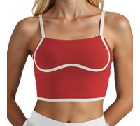 Top Deportivo de Yoga para Mujer con Sujetador Incorporado y Corte Largo para Entrenamiento Cómodo y Estilizado (Red, XS) c99