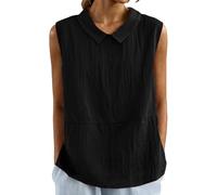 Top Deportivo Mujer Camisa sin Mangas Mujer Blusa con Cuello Elegante Top Casual de Verano para Uso Diario (Black, S)