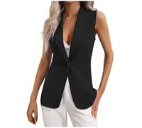 Top Deportivo Mujer Camiseta Sin Mangas Chaleco Tipo cárdigan sin Mangas para Mujer con botón Frontal Cuello Redondo y Estilo Limpio para Capas versátiles