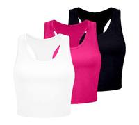 Top Deportivo Mujer Camiseta Sin Mangas Conjunto Deportivo Mujer de Tres Piezas con Textura Acanalada sin Costuras Ideal para Yoga y Ejercicio