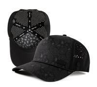 TOP-EX Gorra para hombre con correa, gorra de snapback, resistente al agua, protección UV, transpirable, gorra de golf, gorra deportiva de verano, Negro Paisley, XL-XXL
