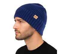 TOP-EX Gorro de invierno de lana merina XL/XXL con puños y forro polar, gorro elástico unisex para hombre y mujer, regalo para los días fríos, 96573_Azul marino, M/L