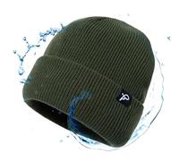 TOP-EX Gorro de invierno impermeable cortavientos para hombre y mujer, gorro de punto cálido con forro polar, gorro transpirable para correr y esquiar, protección contra la lluvia, 55-65 cm, Verde