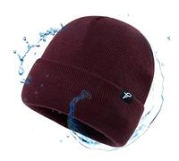 TOP-EX Gorro de invierno impermeable cortavientos para hombre y mujer, gorro de punto cálido con forro polar, gorro transpirable para correr y esquiar, protección contra la lluvia, 55-65 cm, Borgoña