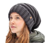 TOP-EX M/L/XL 100% lana gorro de invierno cálido para mujer gorro de punto con forro polar, 95571_Dark Grey, Talla única