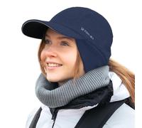 TOP-EX M/L/XL - Gorra de béisbol impermeable para mujer de invierno con orejeras, cola de caballo, beanie, gorro cálido con forro polar para mujer, running, gorro de invierno reflectante, M-L