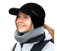 TOP-EX M/L/XL - Gorra de invierno para mujer, impermeable, con orejeras, cola de caballo, gorro cálido con forro polar para mujer, gorro de invierno reflectante, L-XL
