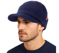 TOP-EX PolarWool 50% lana merino gorra con visera para hombre y mujer, gorro de punto de invierno con forro polar para esquí al aire libre, M-XXL