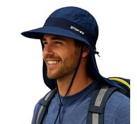 TOP-EX Sombrero de sol de ala ancha para hombre con solapa para el cuello, protección UPF 50 refrescante para senderismo, pesca y al aire libre, azul marino, M-L