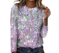 Top Femme Verano Chic T Shirt Oversize Femme Manga Larga Blusa Brillante Tops Cuello Redondo Camiseta Elegante Básico Tops Estética Camisetas Glamour Camisetas Casual Elegante Gran Tamaño Tops, malva