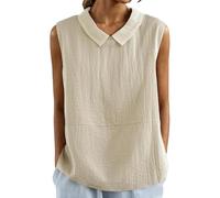 Top Gimnasio Mujer Camisa sin Mangas Mujer Blusa con Cuello Elegante Top Casual de Verano para Uso Diario (Beige, XL)