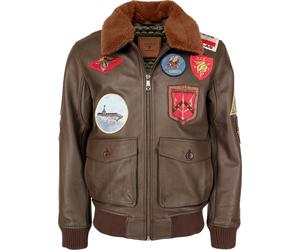 Top Gun 20201007, chaqueta de cuero L male Marrón Oscuro