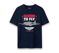 Top Gun Camiseta Hombres Adultos Nacidos para Fly Fighter Jet Azul Large