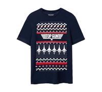 Top Gun Christmas Fairisle Camiseta Azul Marino para Hombre | Diseño Festivo de piloto de Combate | Ropa clásica de aviación para Las Fiestas | Mercancía de Regalo