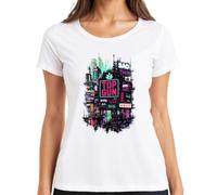 Top Gun Cyberpunk Future City Neon Japan Y2K - Camiseta para mujer, Blanco, XXL