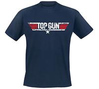 Top Gun Distressed Logo Hombre Camiseta Azul Marino M 100% algodón Regular