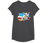 Top Gun F-14 Empuje Niños Camiseta, Niñas, Jaspeado Oscuro, L