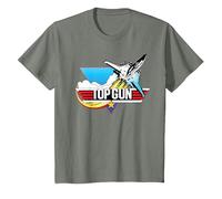 Top Gun F-14 Empuje Niños Camiseta, Niños, Verde Militar Jaspeado, 2 años