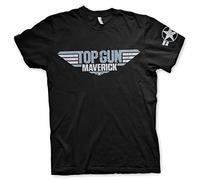 Top Gun: Maverick Licenciado Oficialmente Distressed Logo Camiseta (Negro), Medium