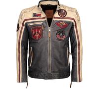 Top Gun Racing, chaqueta de cuero M male Azul Oscuro/Blanco/Rojo Oscuro