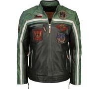 Top Gun Racing, chaqueta de cuero XS male Negro/Verde/Beige