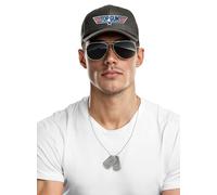 Top Gun Set de accesorios con gorro, gafas de aviador y etiqueta de perro, accesorios de disfraz de piloto de combate para carnaval, Halloween y fiestas temáticas