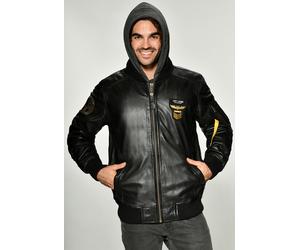 Top Gun Styling, chaqueta de cuero L male Negro