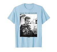 Top Gun Talk To Me Goose Black and White Photo Action Movie Camiseta, Hombre, Azul Bebé, M