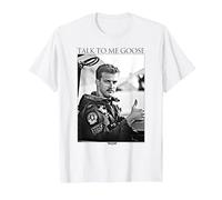 Top Gun Talk To Me Goose Black and White Photo Action Movie Camiseta, Hombre, Blanco, 5XL