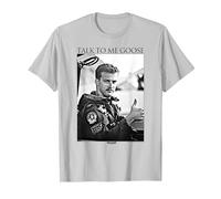 Top Gun Talk To Me Goose Black and White Photo Action Movie Camiseta, Hombre, Plata, L