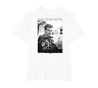 Top Gun Talk To Me Goose Black and White Photo Action Movie Camiseta, Hombre Tallas Grandes, Blanco, 2X Alto