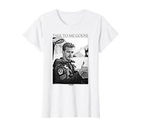 Top Gun Talk To Me Goose Black and White Photo Action Movie Camiseta, Mujer, Blanco, 3XL