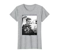 Top Gun Talk To Me Goose Black and White Photo Action Movie Camiseta, Mujer, Gris Jaspeado, S