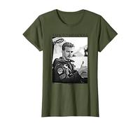 Top Gun Talk To Me Goose Black and White Photo Action Movie Camiseta, Mujer, Verde Oliva, S