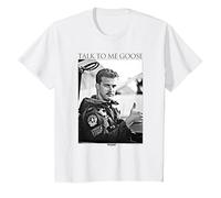 Top Gun Talk To Me Goose Black and White Photo Action Movie Camiseta, Niños, Blanco, 10 años