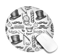 Top Hat - Alfombrilla de mouse pequeña, diseño clásico vintage con tijeras de bigote, sin color negro, redondo, de goma, suave, estética, para decoración de escritorio, oficina, hogar, dormitorio